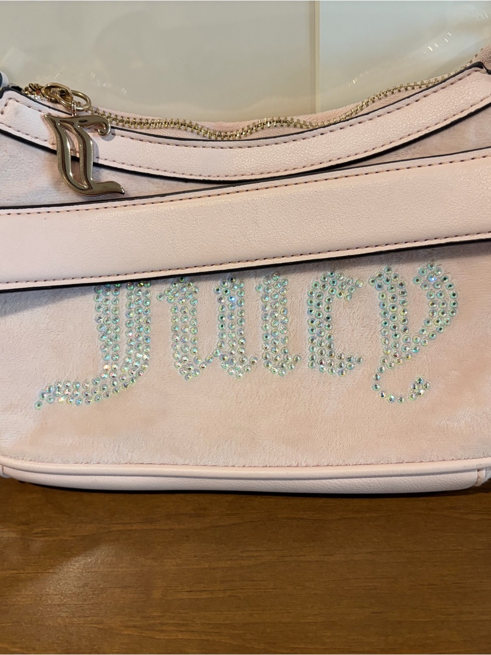 Authentic Vintage Juicy Couture Baby Pink Velour Handbag Pouch - Y2K Pink Tag - Picture 10 of 10